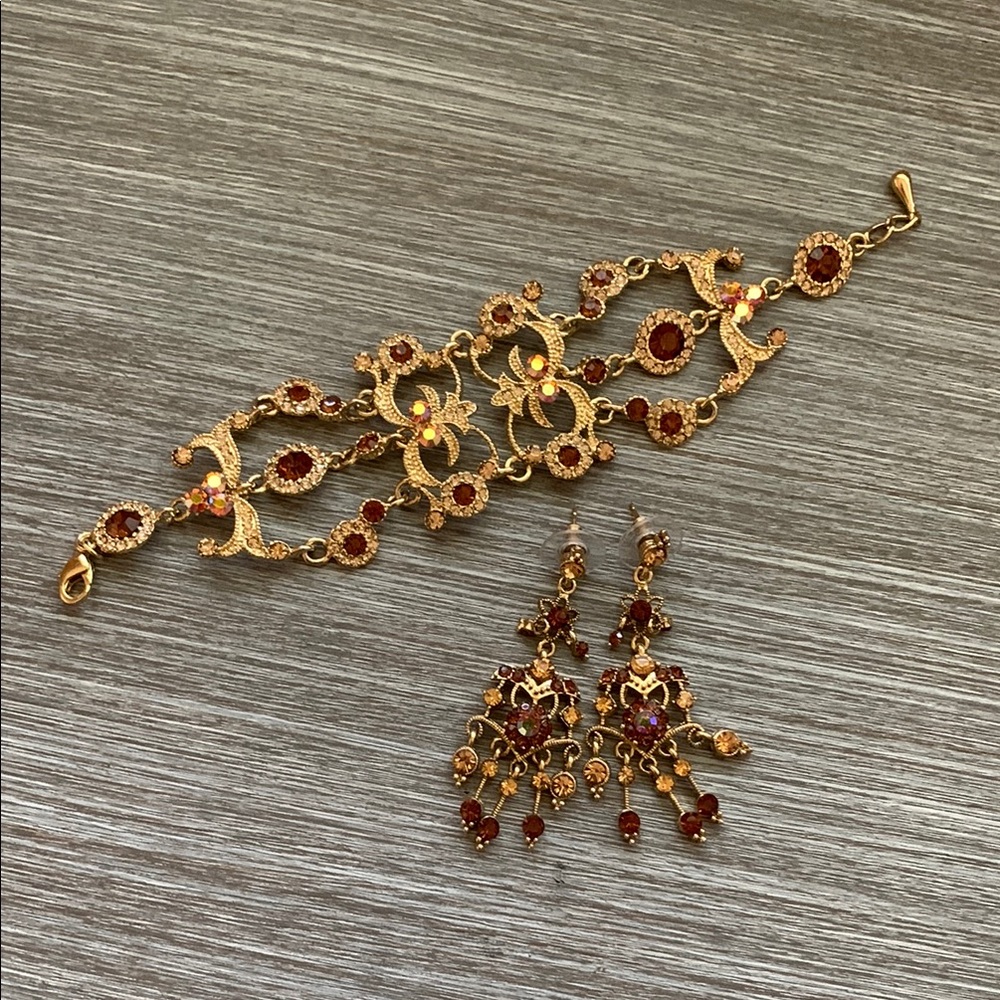 Elegant Gold and Brown Costume Jewelry Set